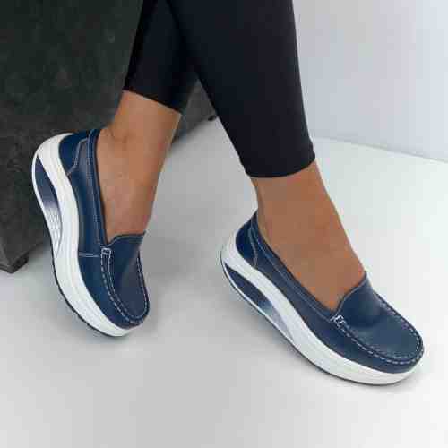 Pantofi Piele Naturala Viatrix Bleumarin #B5223