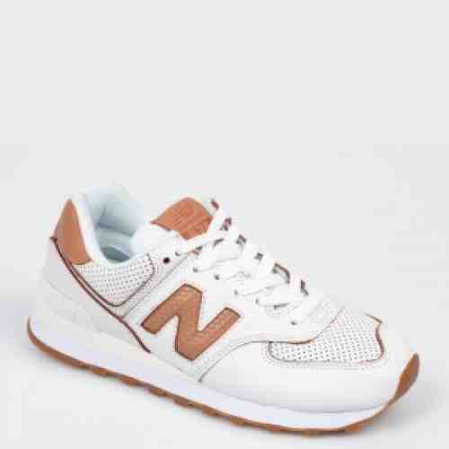 Pantofi sport NEW BALANCE albi, WL574, din piele naturala