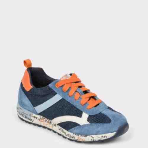 Pantofi sport pentru copii GEOX bleumarin, J929Ea, din piele naturala si material textil