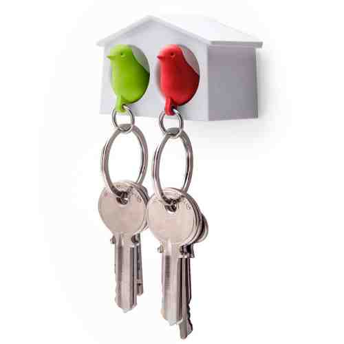 Set 2 brelocuri si suport pentru chei Mini Sparrow Green Red