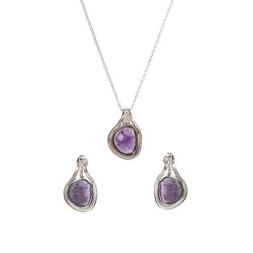 Set argint Purple cercei si pandantiv ametiste Thailanda