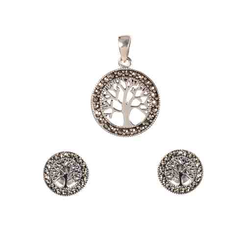 Set argint Tree of life cercei si pandantiv marcasite Thailanda