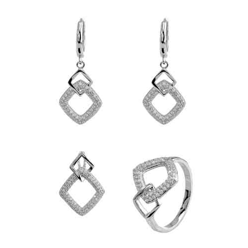 Set argint Zaira cu zirconii albe, marime 51