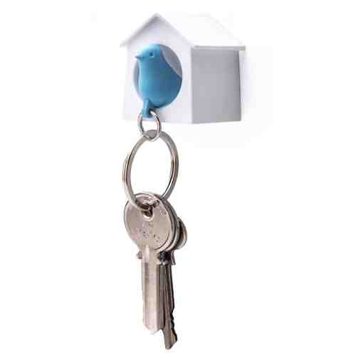 Set breloc si suport pentru chei Mini Sparrow White Blue