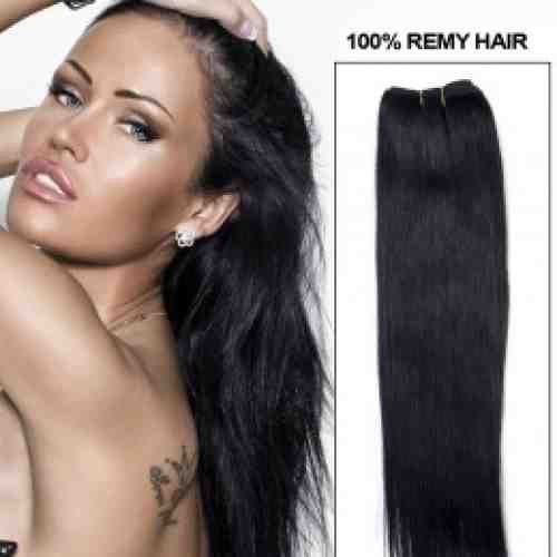 Extensii clip - on Veritable cu 10 piese, lungime 50 cm , culoare negru intens ( # 1 )