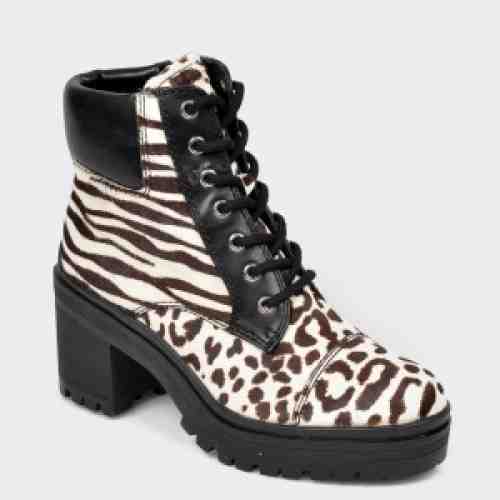 Ghete ALDO alb-negru, Brania1222, din material textil si piele naturala