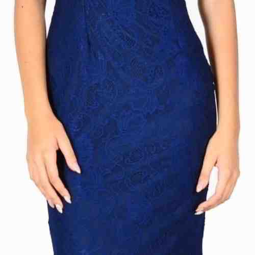 Rochie de ocazie bleumarin dantela cu aplicatii HM1955