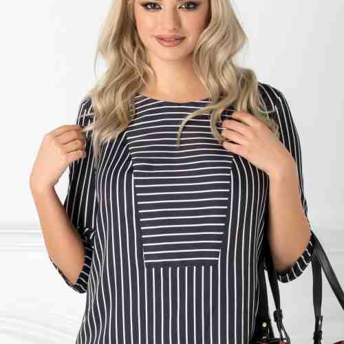 Bluza Theo neagra cu dungi albe