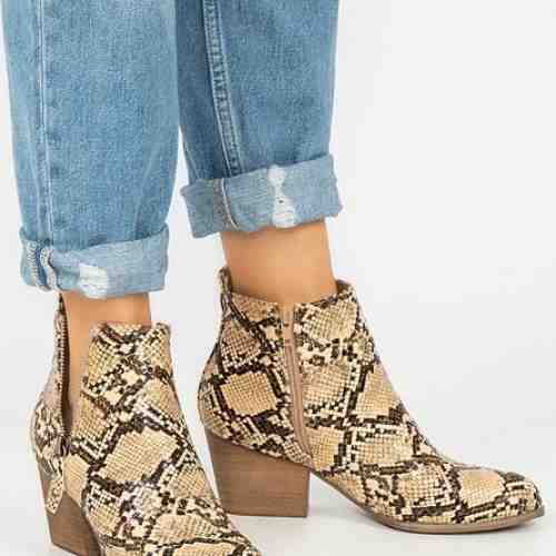 Botine cu toc Amary Bej