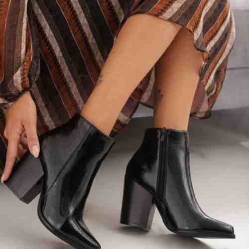 Botine cu toc Goldy Negre