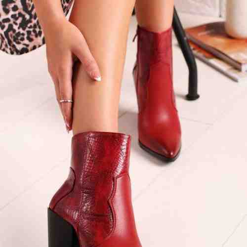 Botine cu toc Hollie Rosii