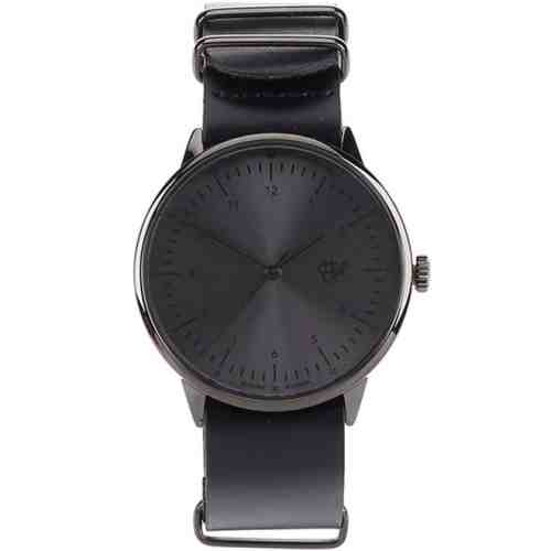 Ceas unisex negru din piele CHPO Harold Metal 