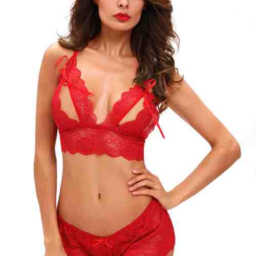 L492-3 Lenjerie set, din dantela - bustiera si boxeri sexy