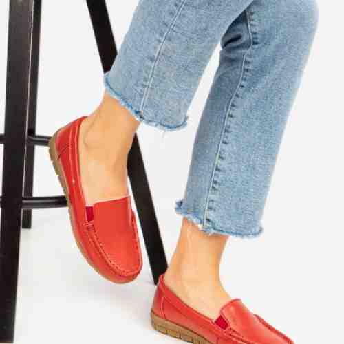 Mocasini piele naturala Christine V2 Rosii