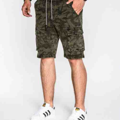 Pantaloni scurti pentru barbati camuflaj stil militar army cu siret buzunare laterale casual P527