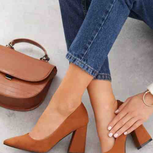 Pantofi cu toc Amalya Camel