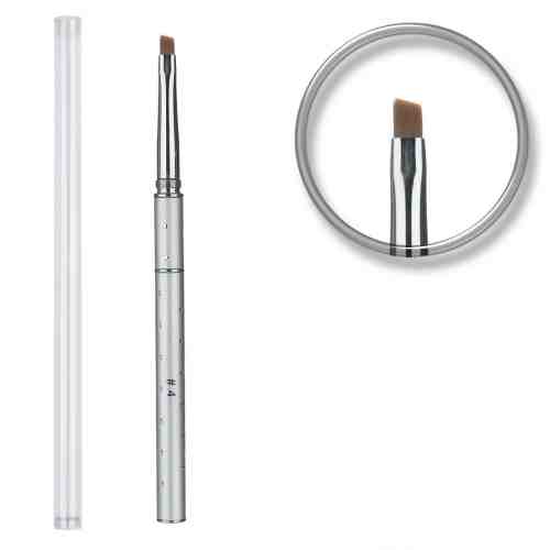 Pensula unghii aplicare gel UV cu strasuri, capac si etui Nr. 4 - Silver Shine