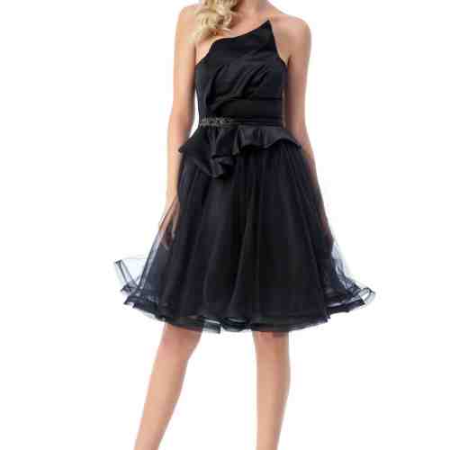 Rochie Ana Radu neagra de lux cu bust buretat captusita pe interior din material satinat si tul