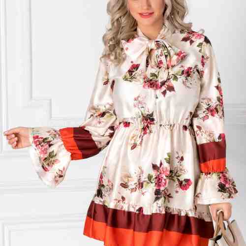 Rochie Kim ivoire cu imprimeu floral