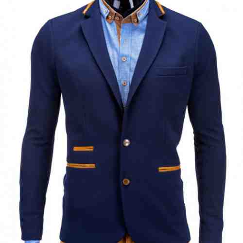 Sacou pentru barbati bleumarin casual slim fit cu buzunare aplicate elegant inchidere doi nasturi M10