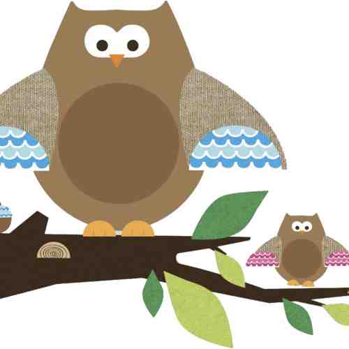Stickere gigant OWLS and BRANCHES | 2 colite de 45,7 cm x 101,6 cm