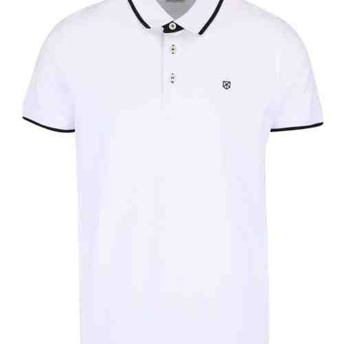 Tricou polo alb Jack & Jones Paulos din bumbac