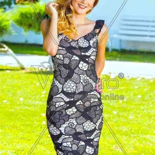 ROCHIE ELEGANTA CU DANTELA NEAGRA PERFORATA