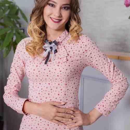 BLUZA OFFICE ROZ CU BROSA DETASABILA