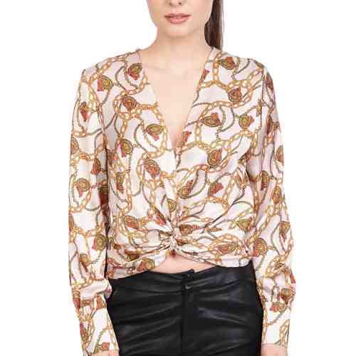 Bluza alba cu detaliu rasucit in talie 12086 A