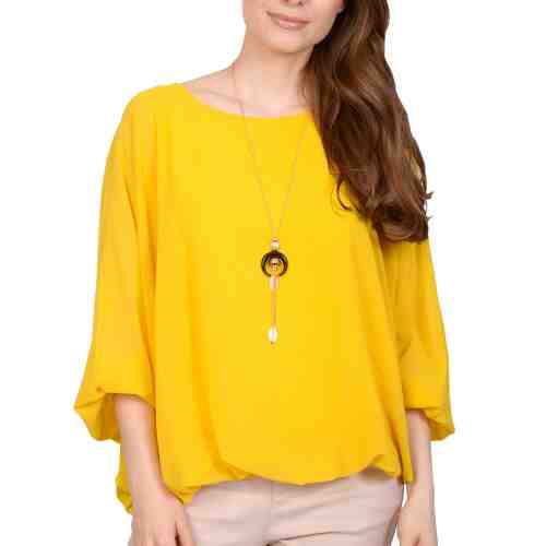 Bluza mustar din voal cu maneca fluture 8702 MS