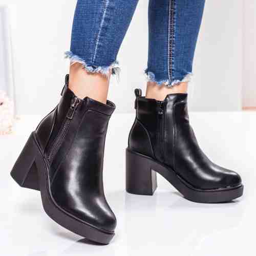 Botine Diva negre cu fermoar