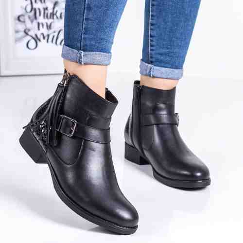 Cizme Piele Areson negre cu catarama