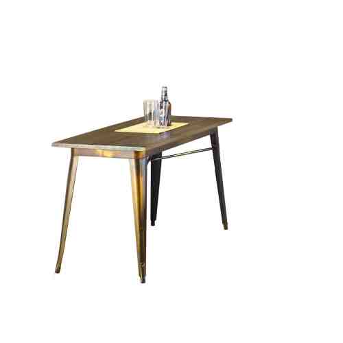 Masa din metal si lemn Magnum Rectangle Yellow Copper, L120xl60xH76 cm