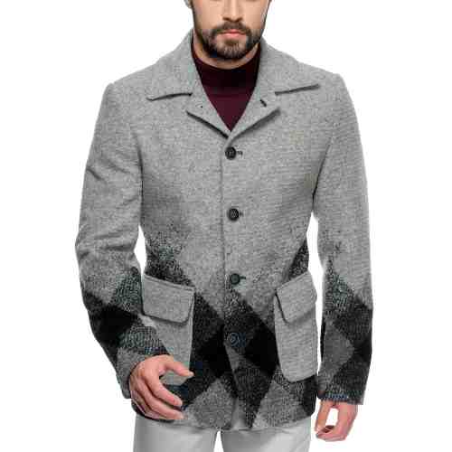 Palton Barbati Casual Scurt cu Print Geometric B162 Lan27