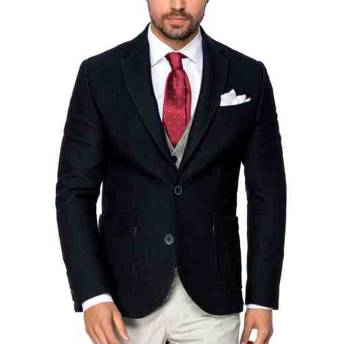 Sacou Barbati Marin Uni Slim Din Stofa S015 Den08