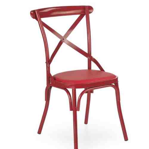 Scaun cu sezut tapitat cu piele ecologica, cu picioare metalice K216 Red, l50xA52xH88 cm