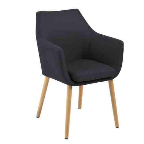 Scaun tapitat cu stofa, cu picioare din lemn Nora Anthracite / Oak, l58xA58xH84 cm