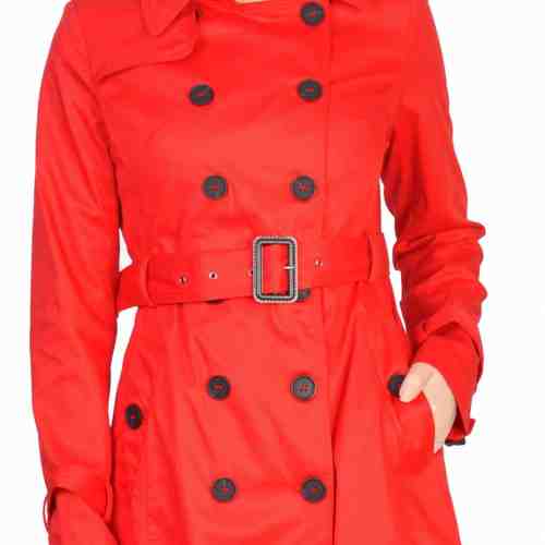 Trenci dama lung rosu aprins 8355 R