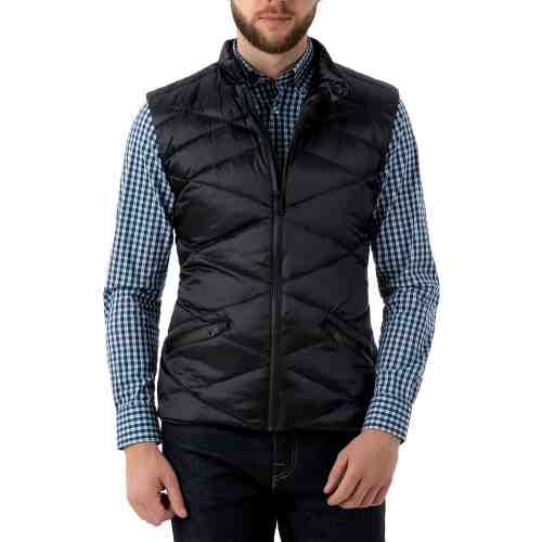 Vesta Barbati Albastra cu Puf de Gasca V016 100