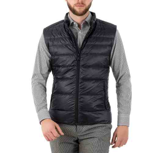 Vesta Barbati Albastra Slim Fit Impermeabila cu Puf de Gasca V012-Oxy09