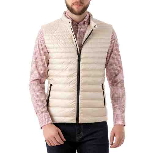 Vesta Barbati Crem Slim Fit cu Puf de Gasca V022 108