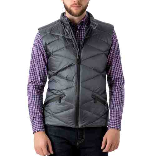 Vesta Barbati Gri cu Puf de Gasca V016 101
