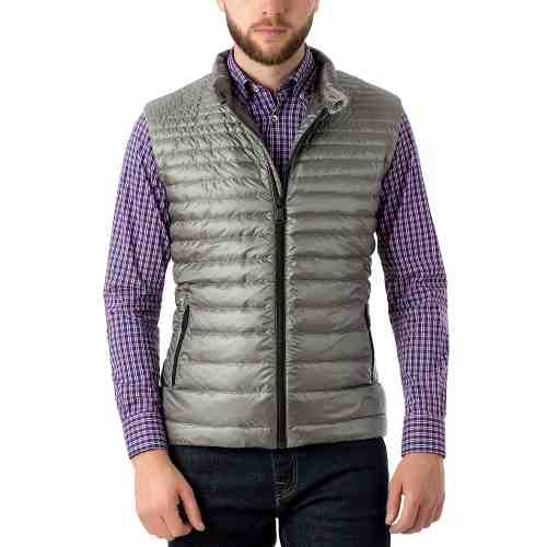 Vesta Barbati Gri Slim Fit cu Puf de Gasca V022 103