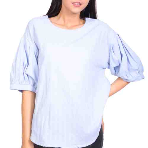 Bluza bleu cu maneci bufante FA986B