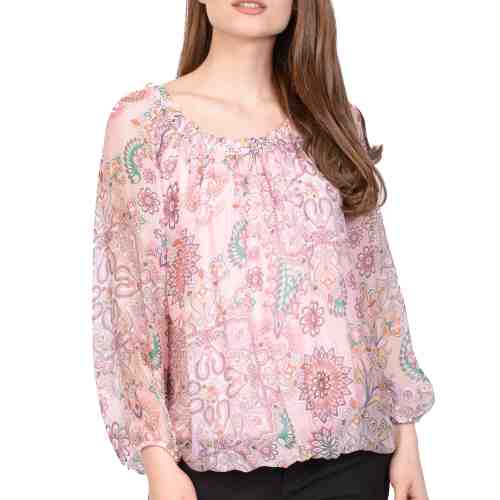 Bluza eleganta alba cu imprimeu floral 08681A