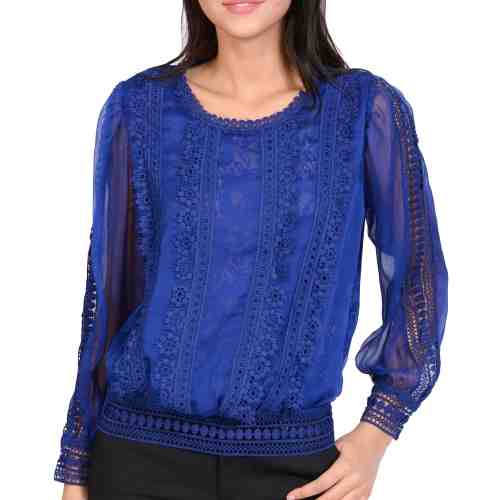Bluza eleganta albastra cu broderie H573 AR