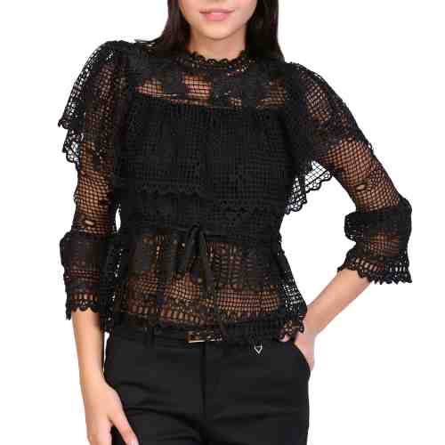 Bluza eleganta neagra cu volan 3881 NG