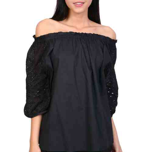 Bluza neagra din bumbac FA936N