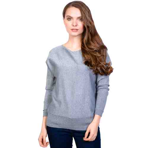 Pulover casual gri cu fir metalic W9015 G