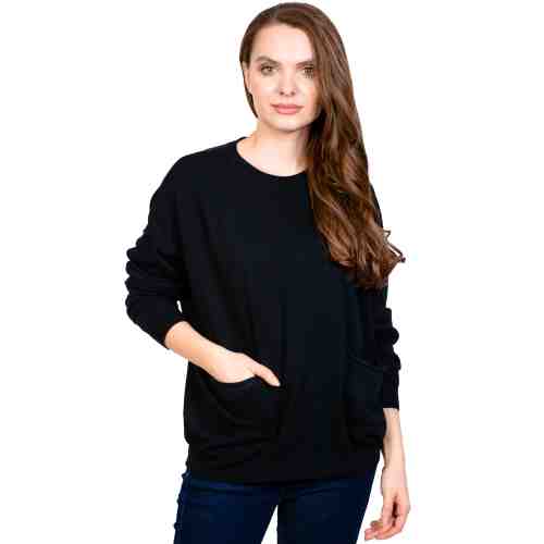 Pulover casual negru cu buzunare 2632 NG